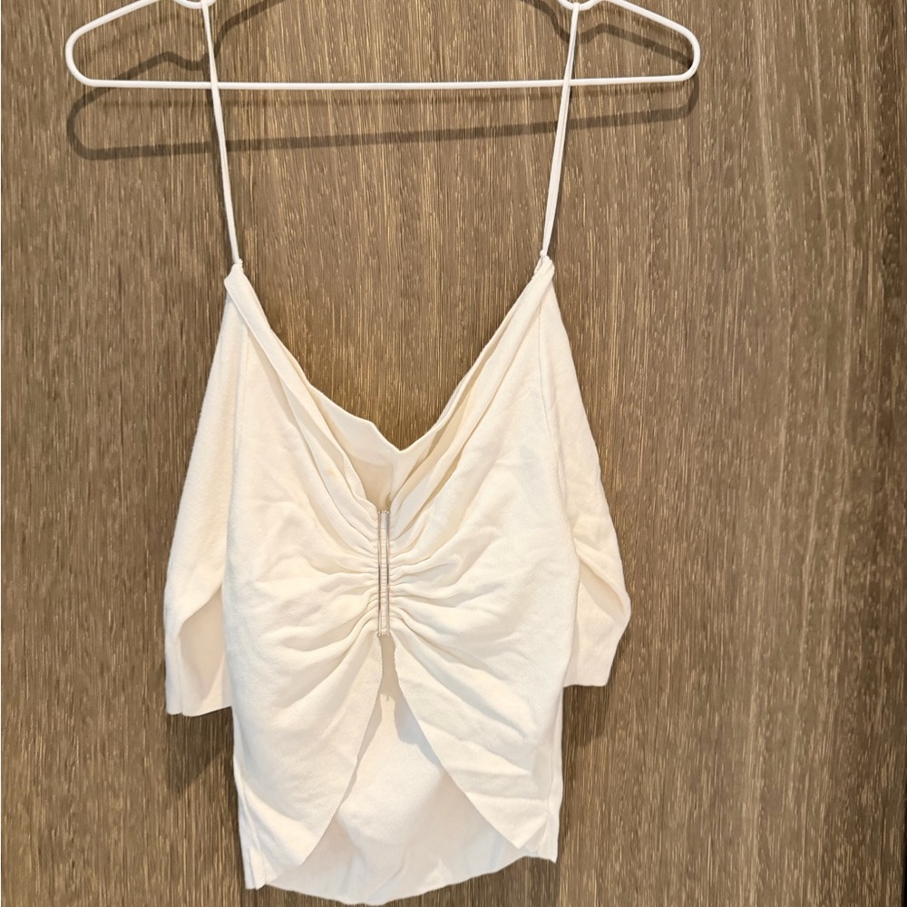 Dion Lee Ivory Ruched Spaghetti Strap Camisole